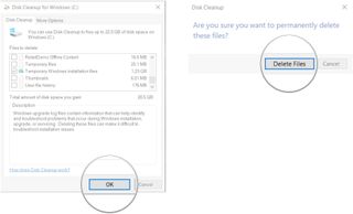 Click OK. Click Delete Files.
