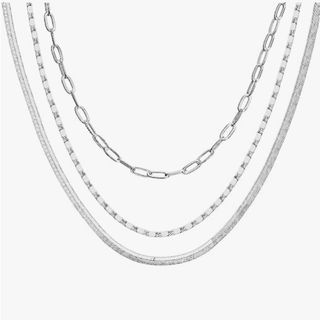 Pavoi layered silver necklace Amazon 