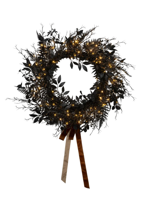 Morticia Pre-Lit Wreath With Bow