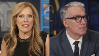 Side by side: Linda Cohn hosting 5000th SportsCenter, Keith Olbermann giving the camera sideeye on SportsCenter