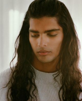 Portrait of model with long hair