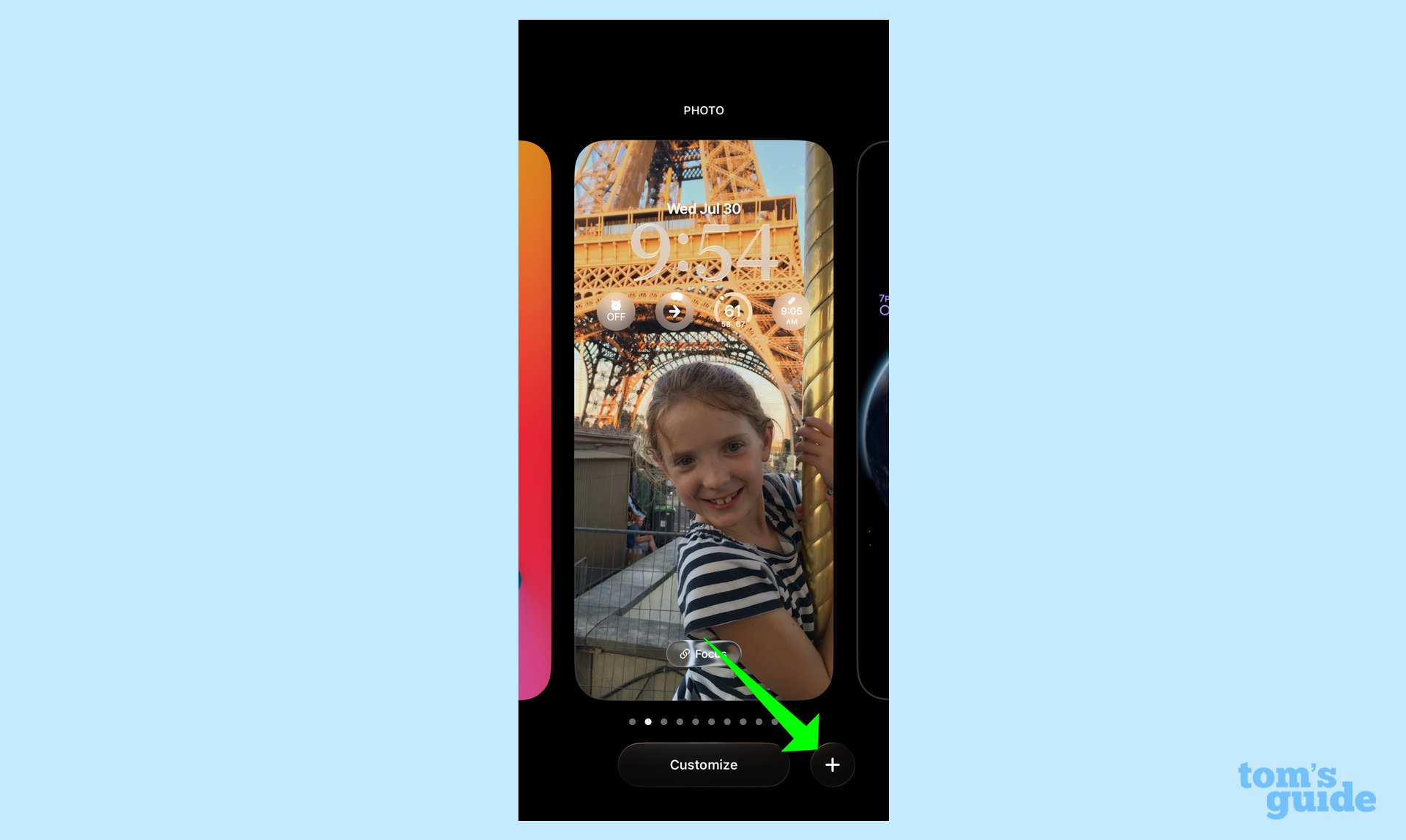 Press and hold on your lock screen to create a new one and press the plus button