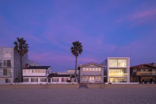 hermosa beach house at dusk