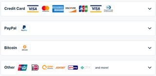 A screenshot of ExpressVPN's payment options from its website.