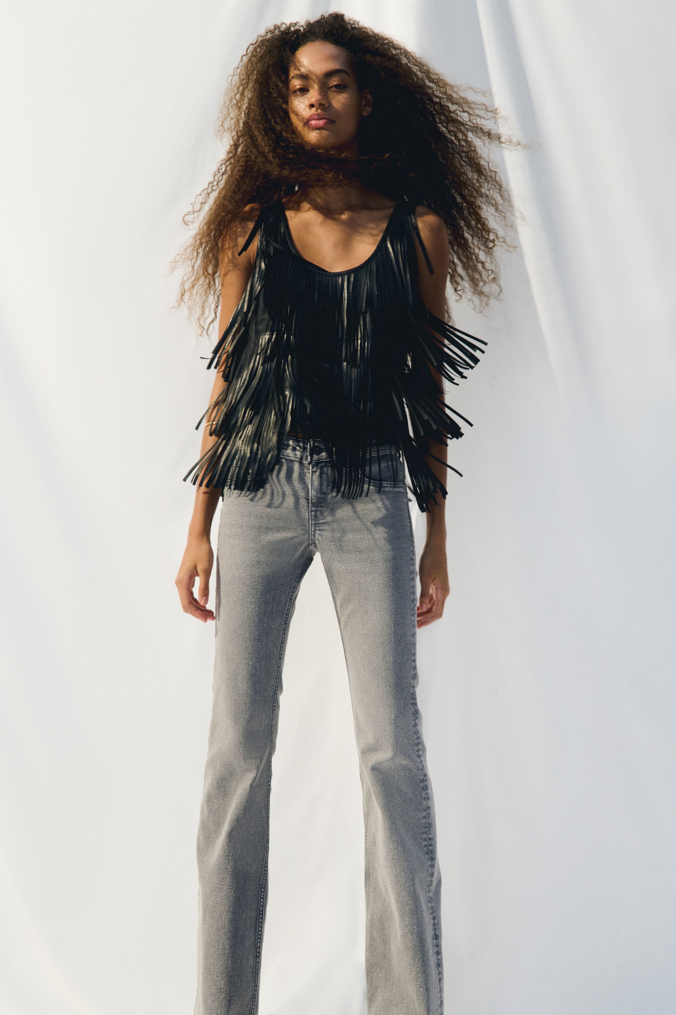 Flared Low Jeans - Black/washed Out