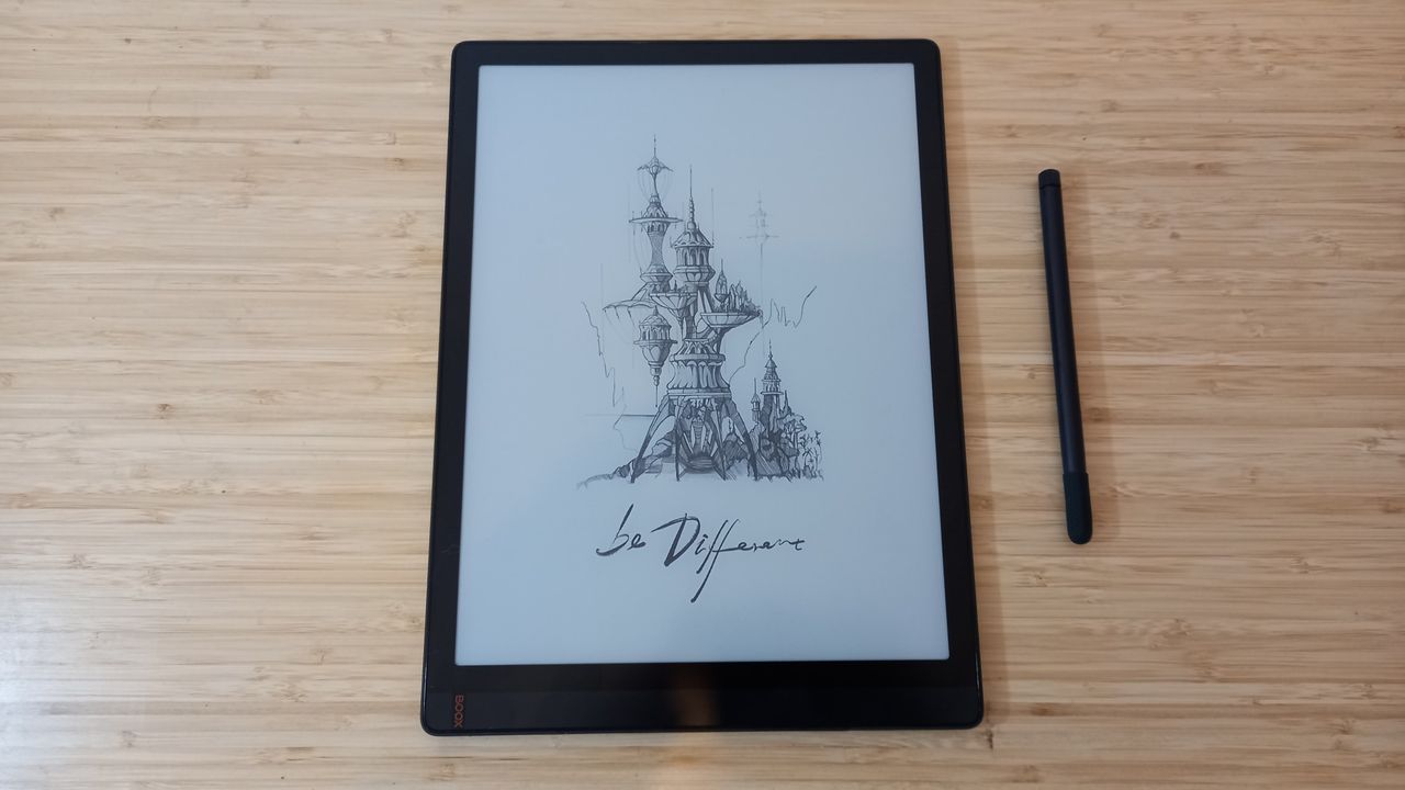 Onyx Boox Tab X showing drawing of sail ship