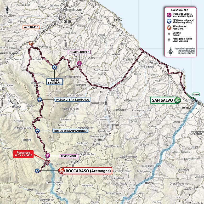 2020 Giro d'Italia stage 9 map