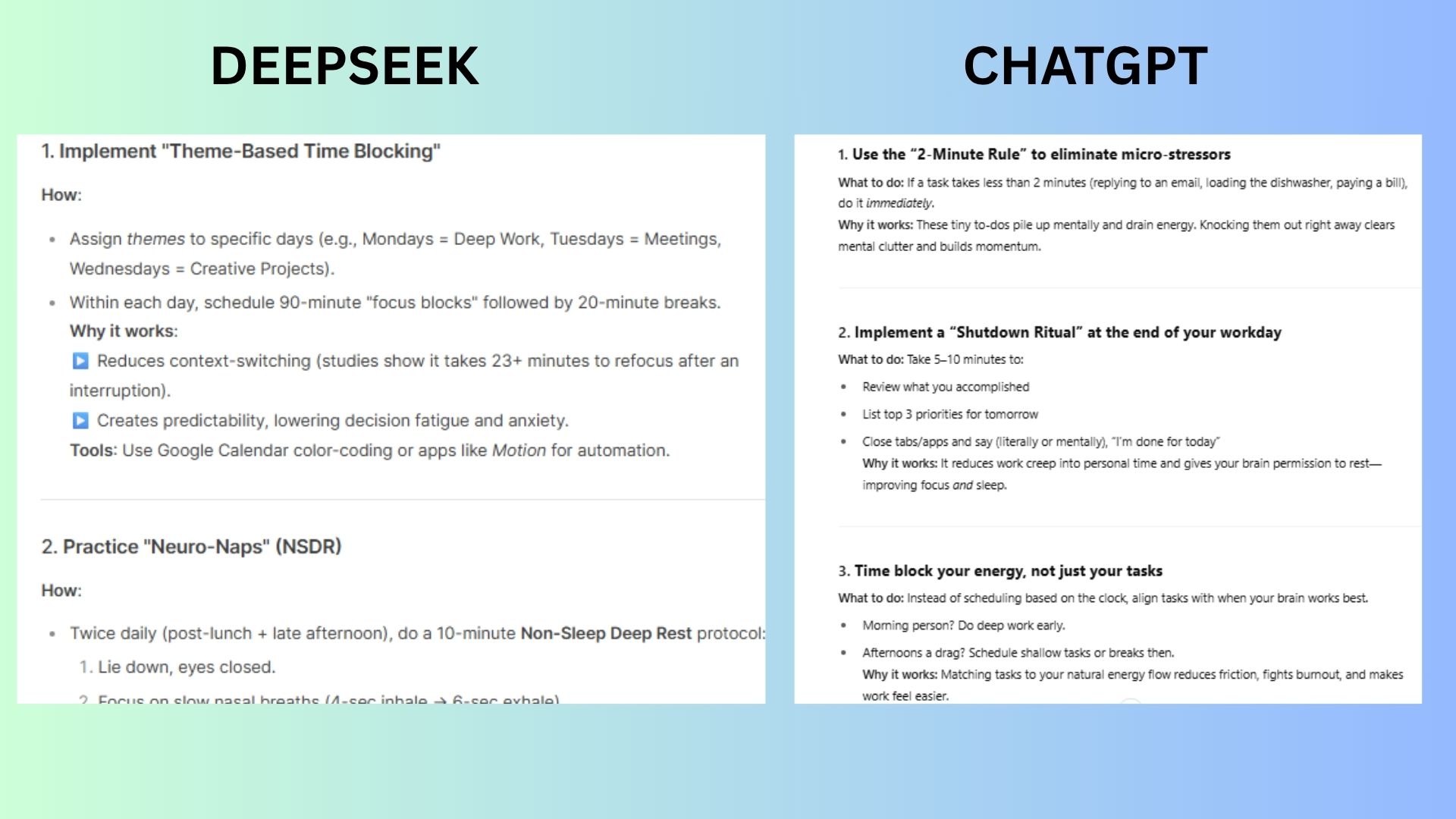 screenshot of chatbot comparisons