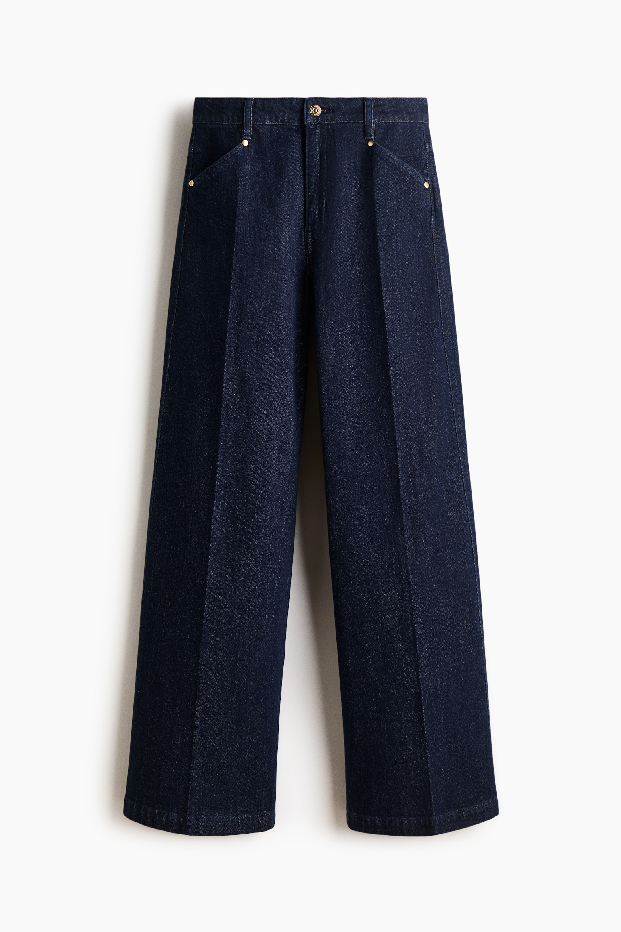 Wide High Waist Jeans - Navy Denim Blue