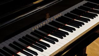 Close-up of the keys of a Steinway & Sons grand piano 