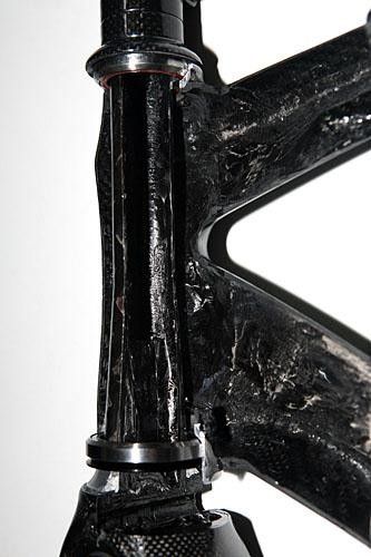 The inside of the tapered head tube
