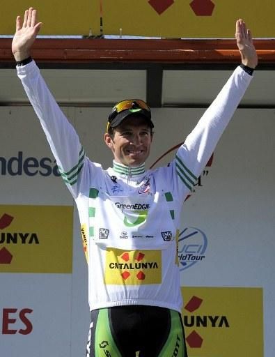 Michael Albasini (GreenEdge) celebrates his overall victory in the 2012 Volta a Catalunya