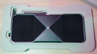 Nvidia RTX 5090 Founders Edition graphics card on different backgrounds