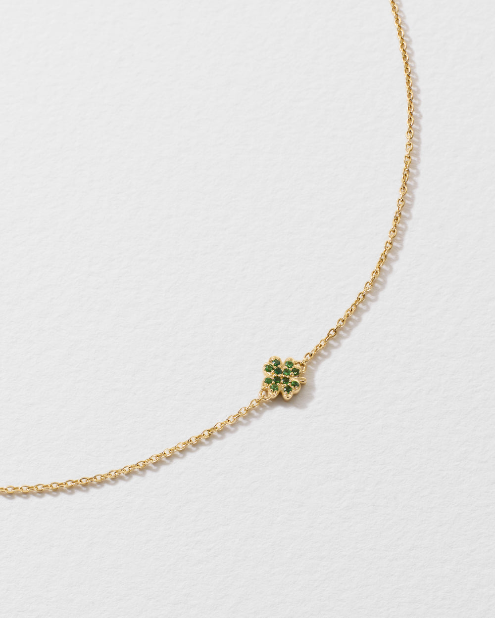 Tsavorite Clover Icon Bracelet - Yellow Gold