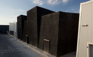 Exterior of Concrete windowless building in Dubai