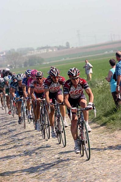 O'Grady leads the peloton ahead of Cancellara
