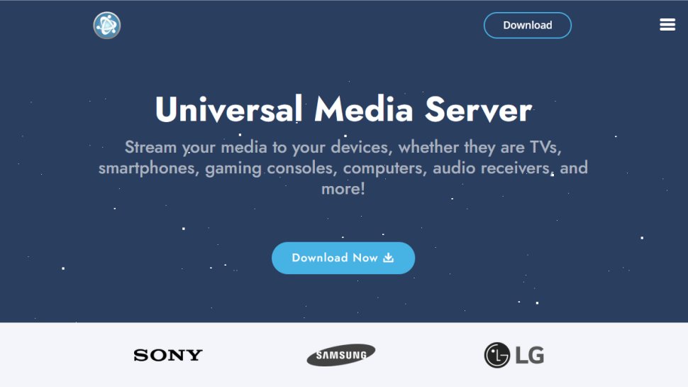 Universal Media Server website screenshot (January 2026).