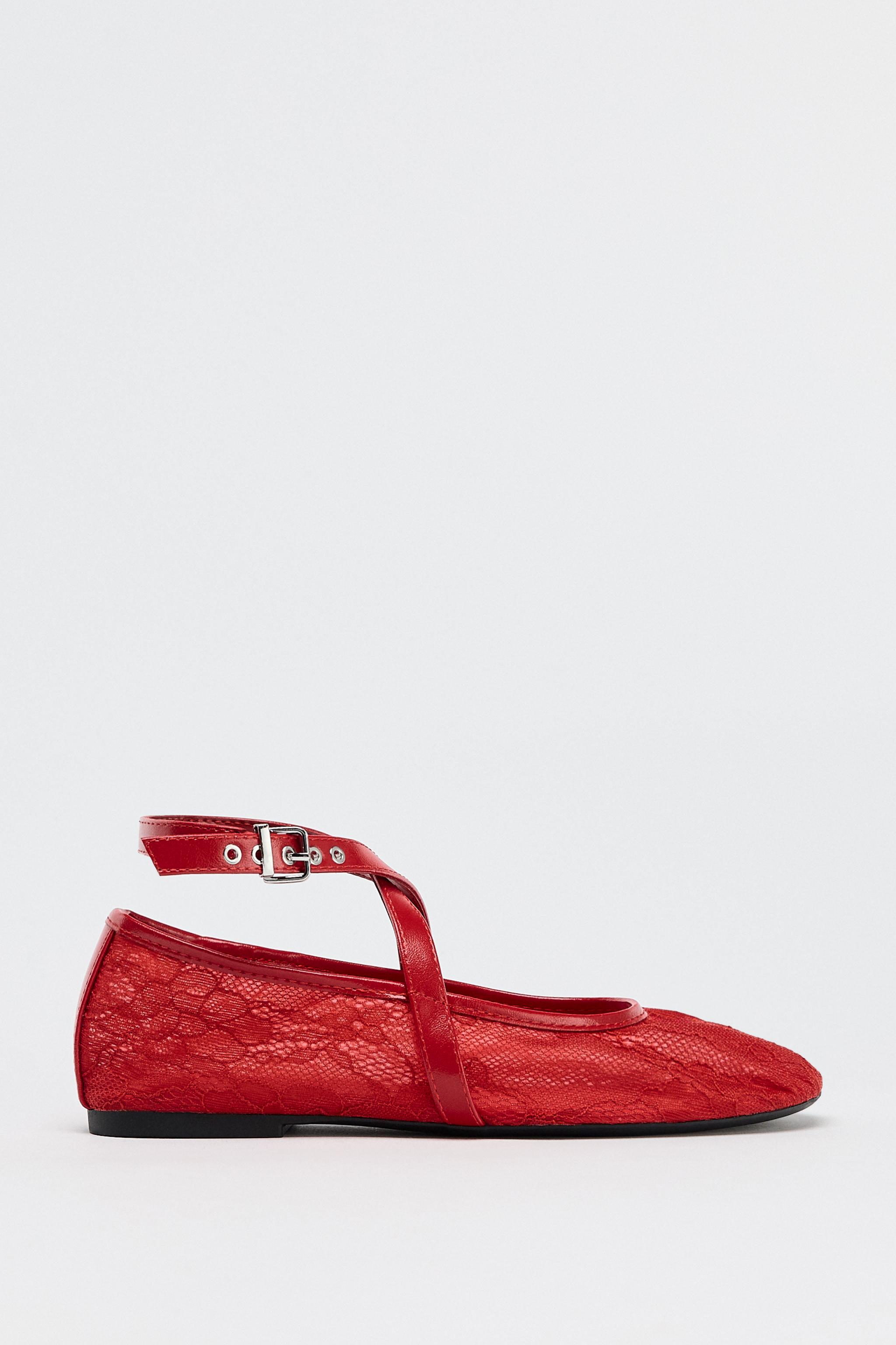 Double Strap Lace Ballerinas