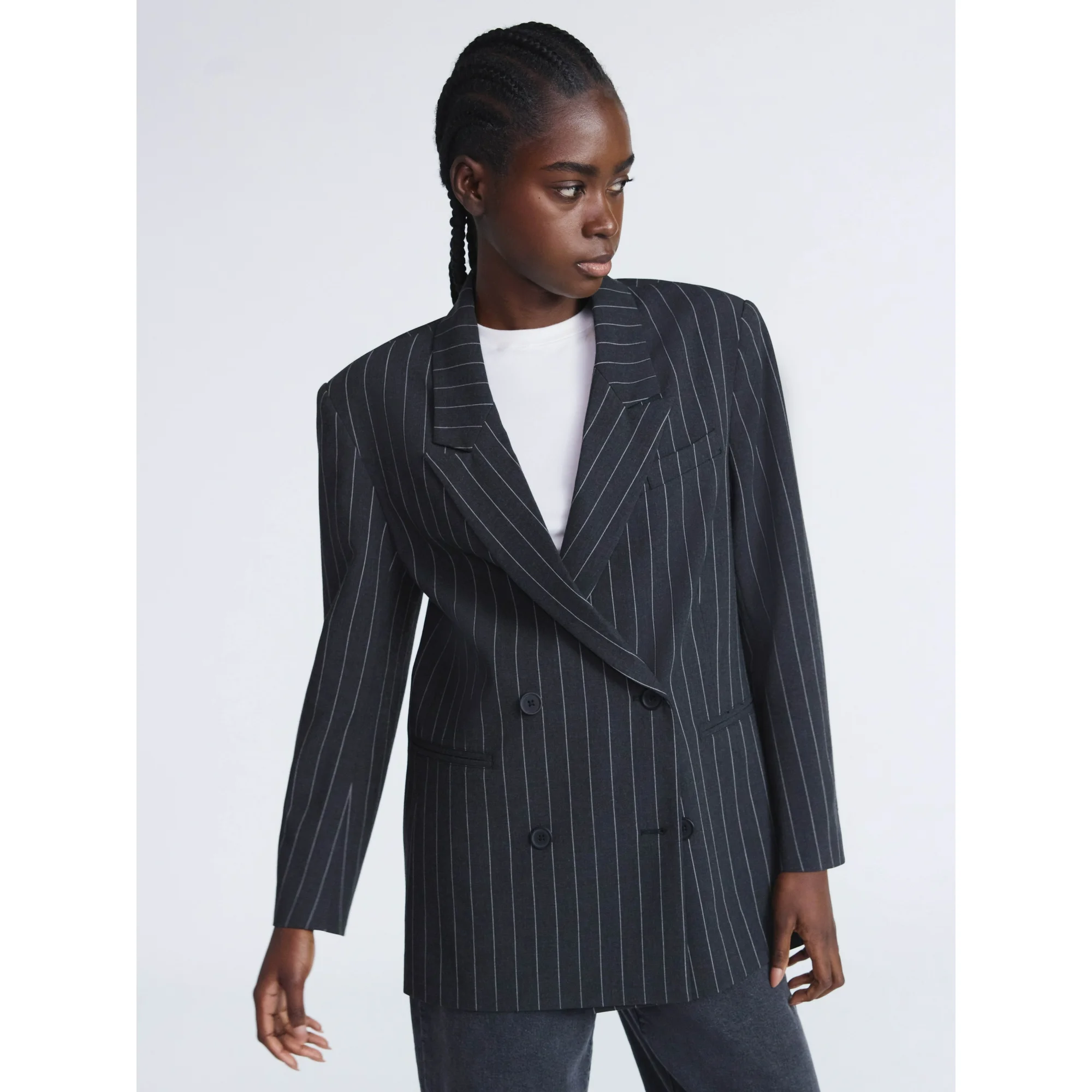 Scoop, Scoop Women’s and Women’s Plus Pinstripe Oversized Double Breasted Blazer, Sizes Xs-4x