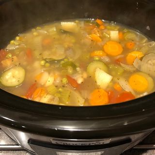 Image of CrockPot being used to make minestrone