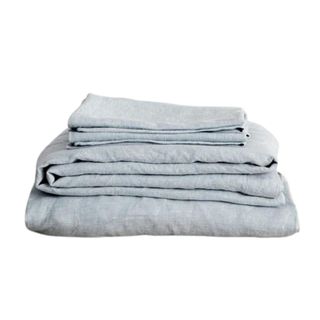 Linen Sheet Set With Pillowcases in Sky