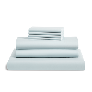 light blue colored sheet set
