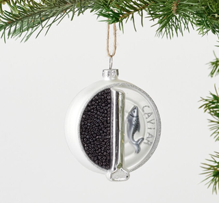 Caviar tin Christmas tree ornament from Pottery Barn.