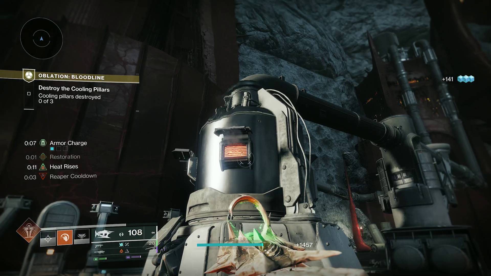 Destiny 2 Oblation Exotic mission shooting cooling pillar orange heat vent