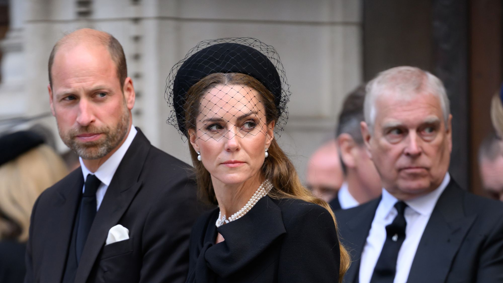 The Prince and Princess of Wales attends the funeral of the Duchess of Kent