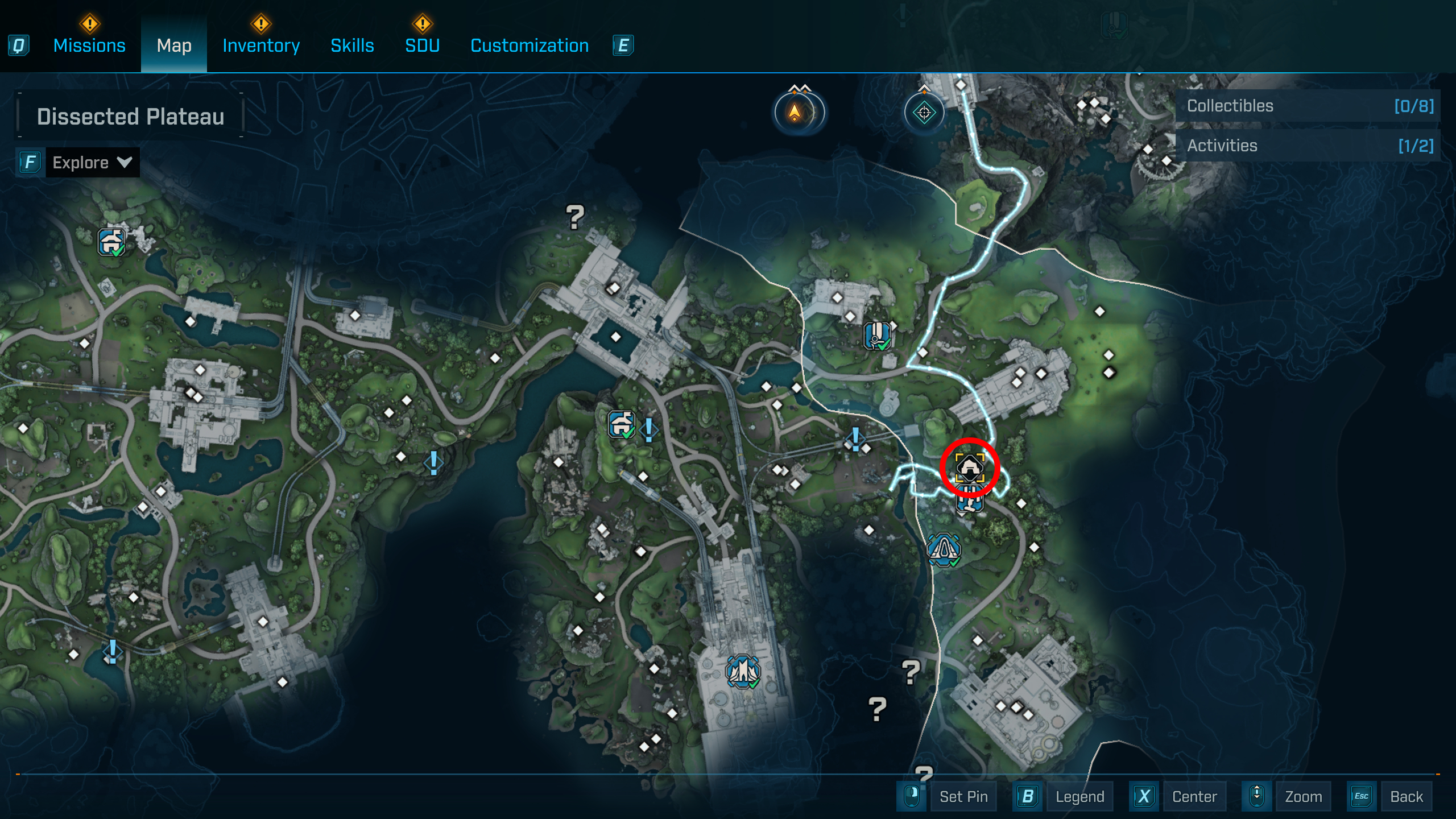 Borderlands 4 Triple Bypass location: A map with a red circle showing the location of The Claim abandoned Auger mine in the Fadefields.