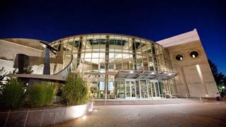 The Cable Center building in Denver at night