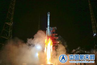 A Chinese Long March 3B rocket carrying the communications satellite Zhongxing-2D lifts off from the Xichang Satellite Launch Center on Jan. 11, 2019.
