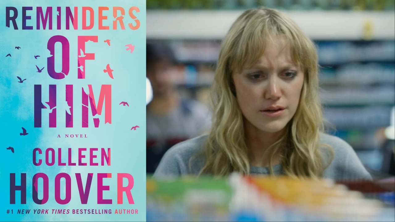 Reminders of Him cover and Maika Monroe in The Stranger
