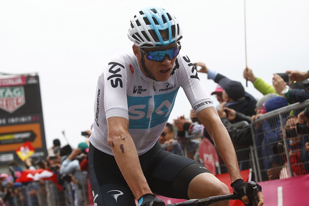 Chris Froome (Team Sky) after climbing Mount Etna stage 6 at the Giro d'Italia