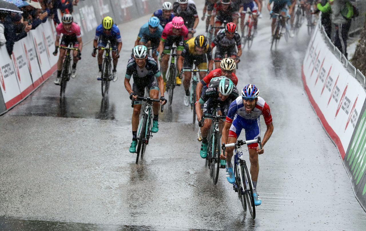 Thibaut Pinot (Groupama-FDJ) leads the sprint to the line
