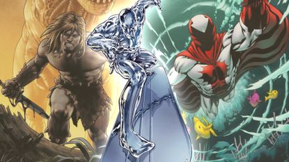 Ka-Zar, Silver Surfer, and Stingray art combined