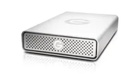 G-Technology G-Drive USB 3.0 at an angle against a white background