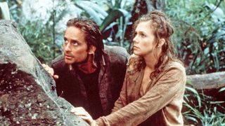 Michael Douglas and Kathleen Turner in Romancing the Stone