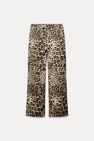 Calça Animal Print Efeito Cetim