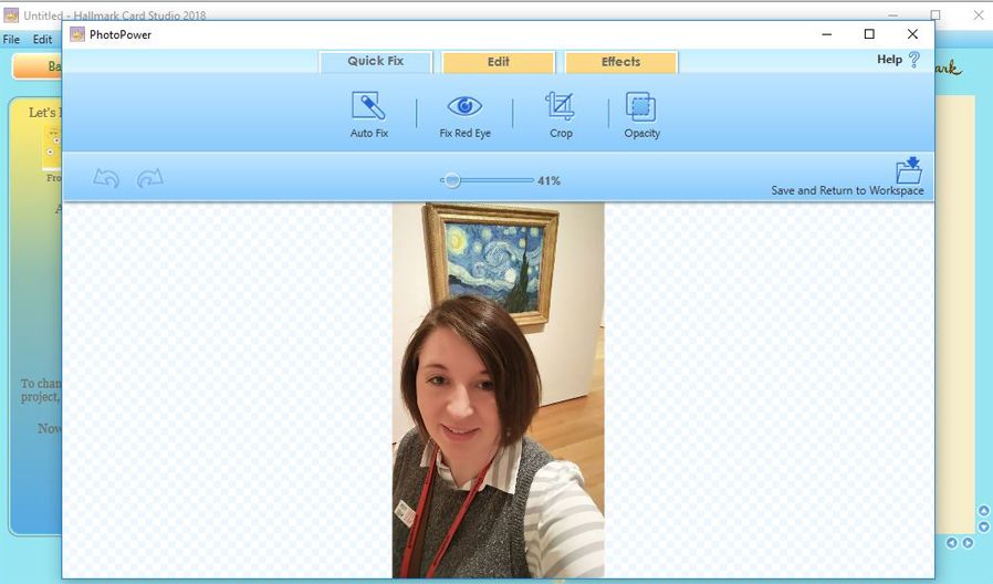 If you want to make adjustments to your photos before including them in your projects, you can open Hallmark Card Studio Design's PhotoPower to edit them.