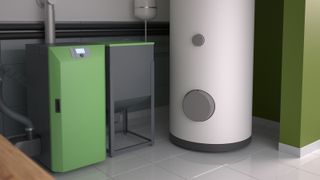 green biomass boiler with large hot water tank