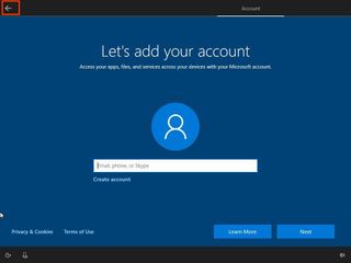 Windows 10 Home enable local account option