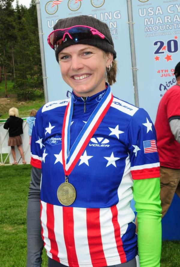 Heather Irmiger (Gary Fisher/Subaru) in her new stars and stripes jersey.