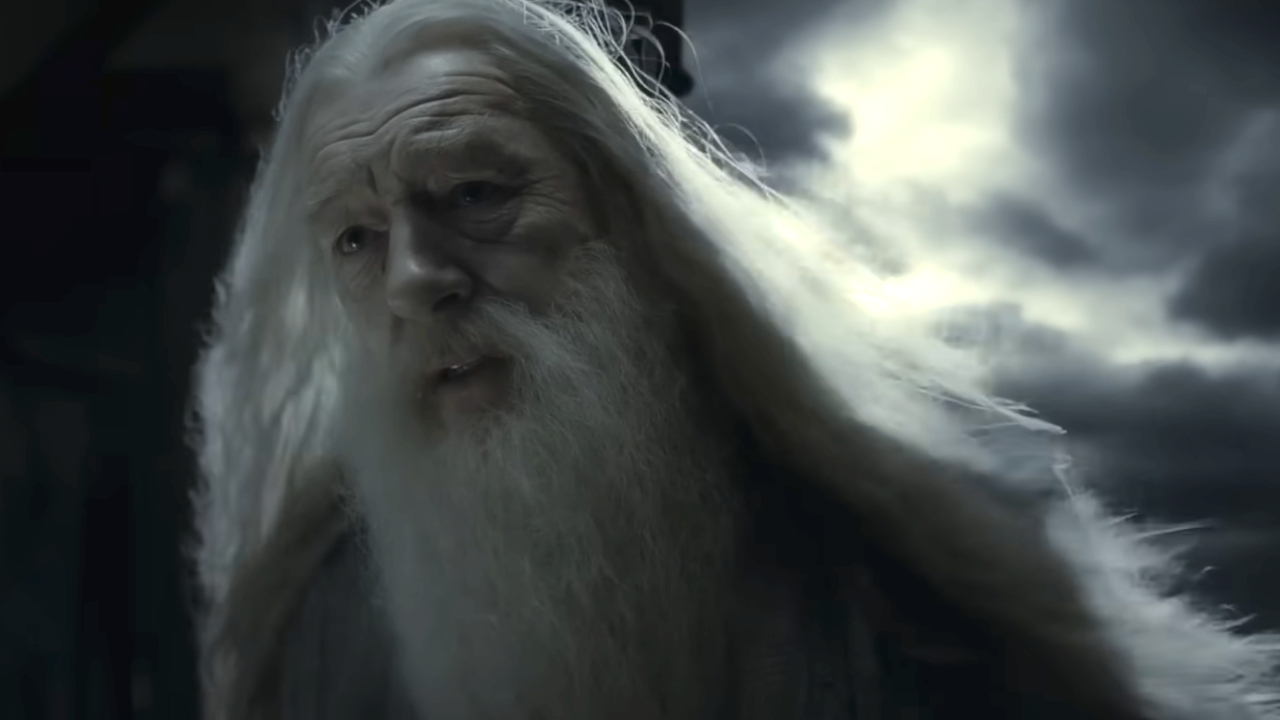Albus Dumbledore (Michael Gambon) talks to Draco Malfoy in Harry Potter and the Half-Blood Prince.