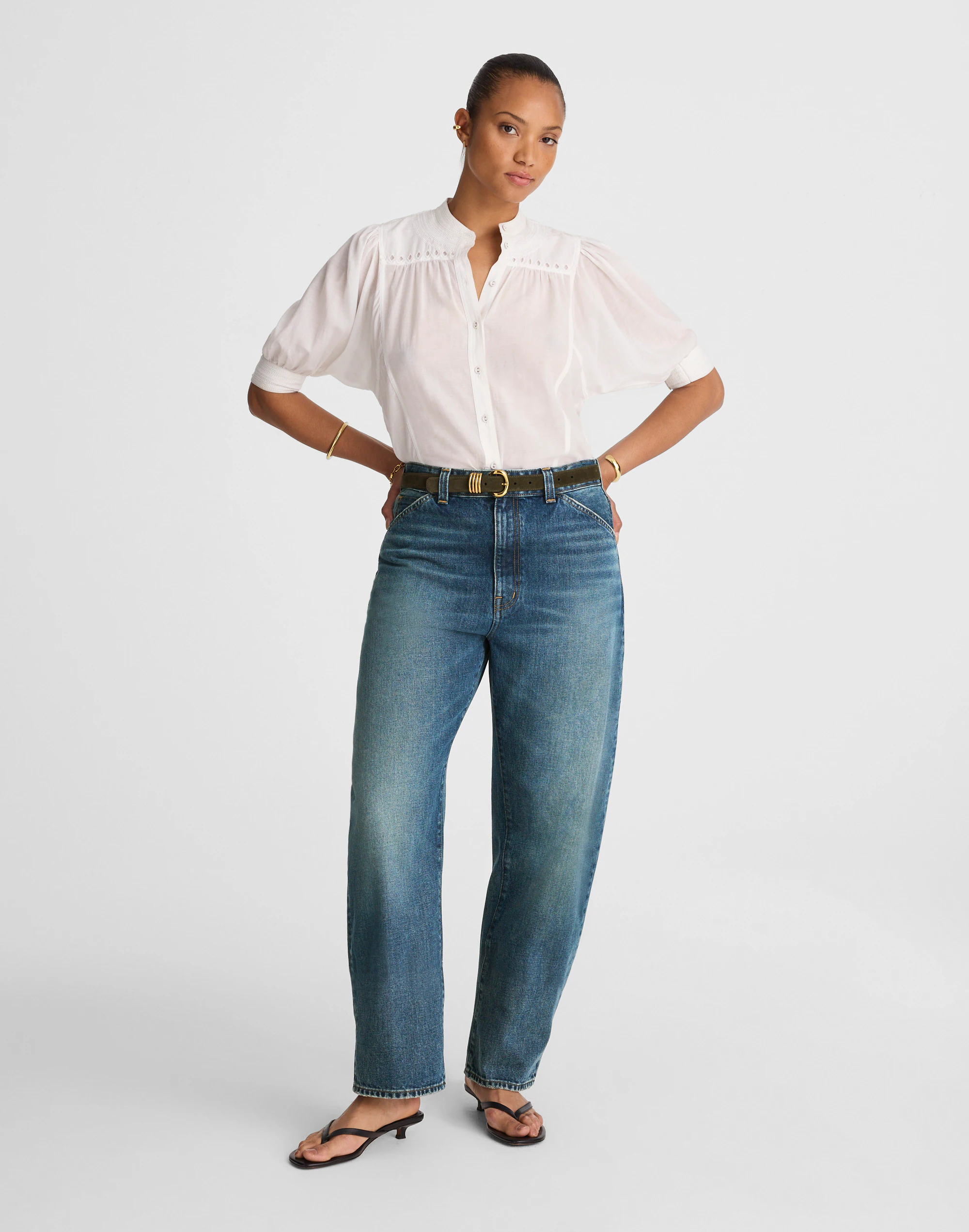 The Curvy Balloon Jean in Greendale Wash