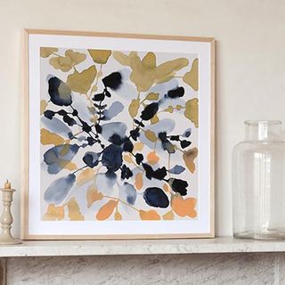 painting frame with white wall and glass jar