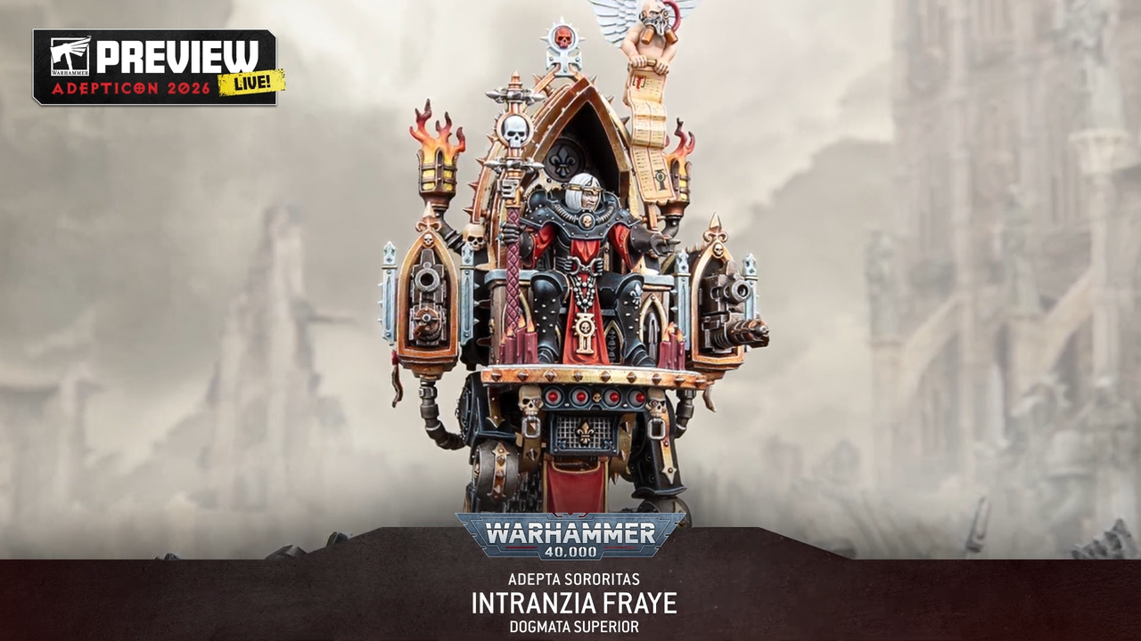 Warhammer miniatures posed against terrain and other models