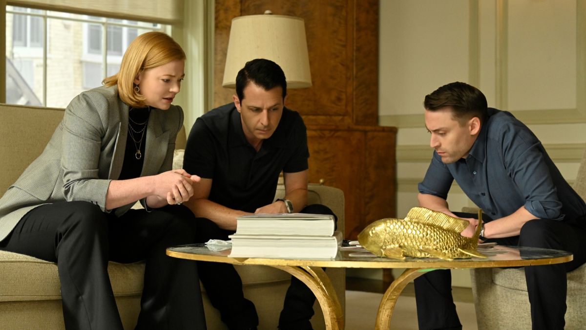 Sarah Snook, Jeremy Strong, and Kieran Culkin in Succession season 4