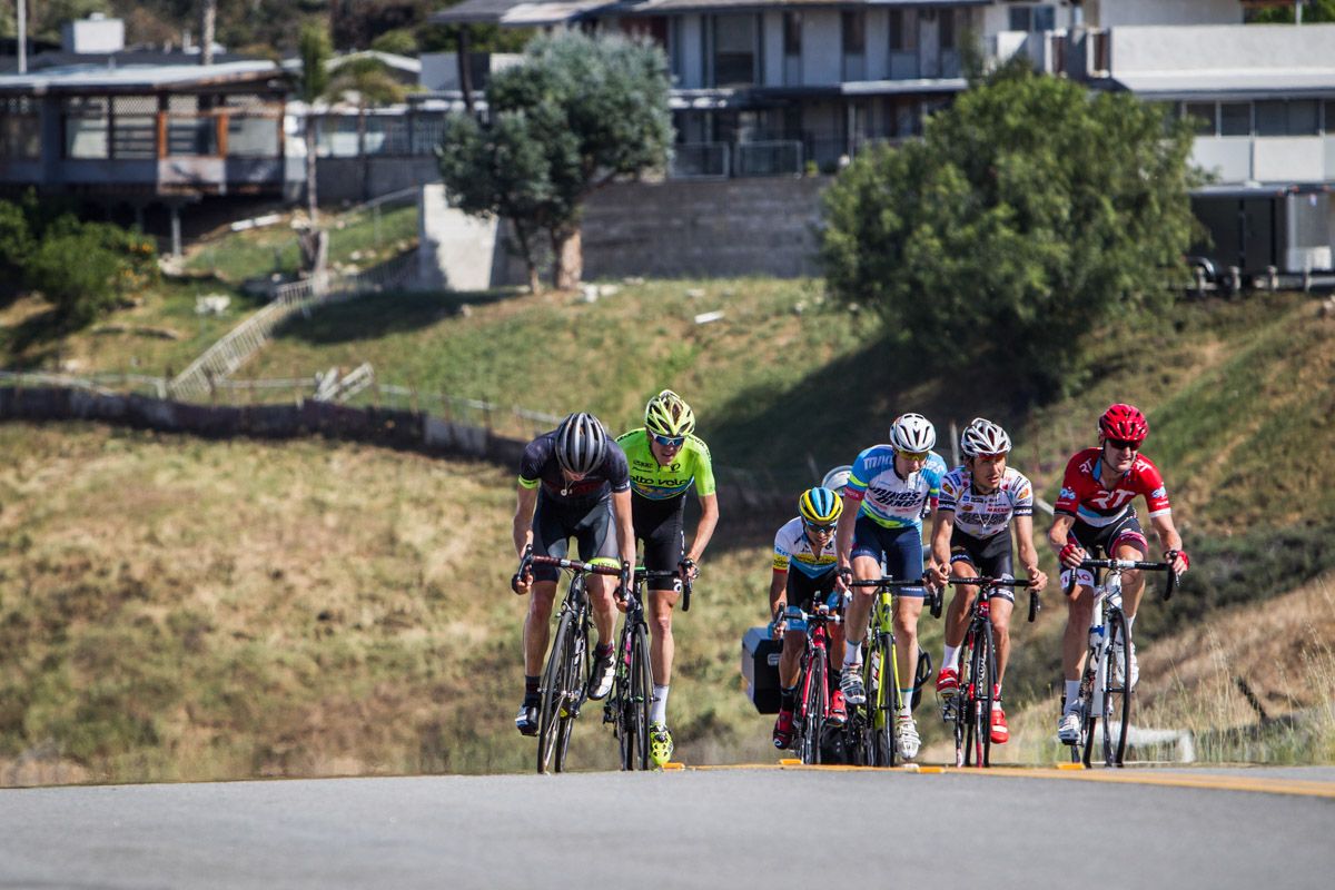 The break works its way through todays climbs.
