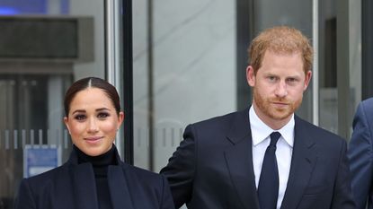 new york, new york september 23 meghan, duchess of sussex, and prince harry, duke of sussex, visit one world observatory on september 23, 2021 in new york city photo by taylor hillwireimage